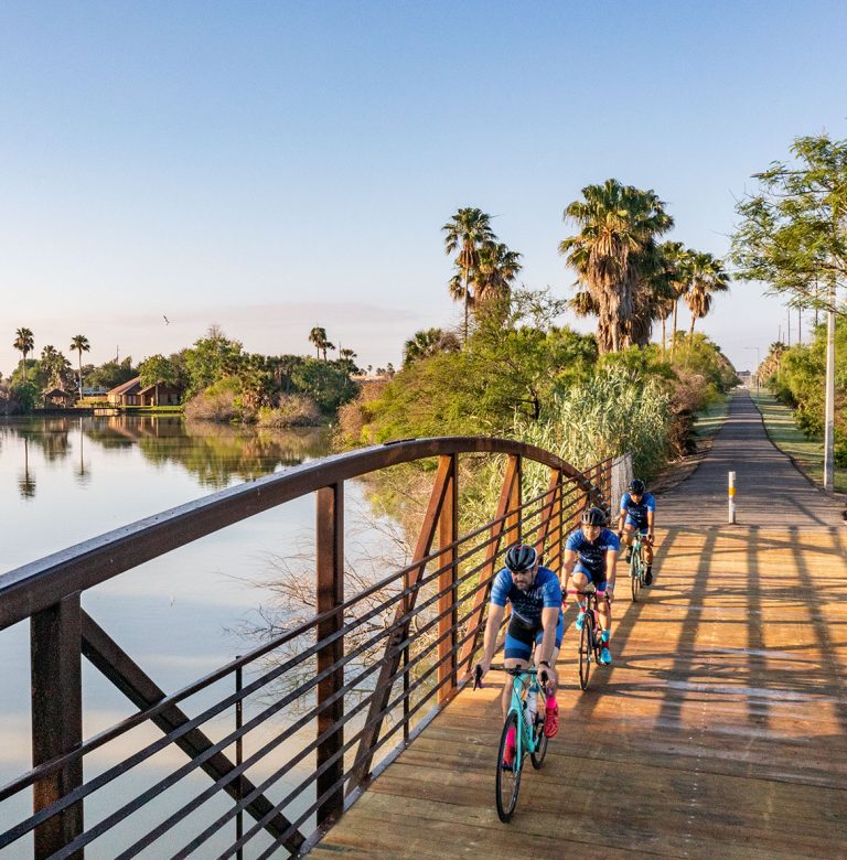Cyclists on one of Brownsville's hike-and-bike trails